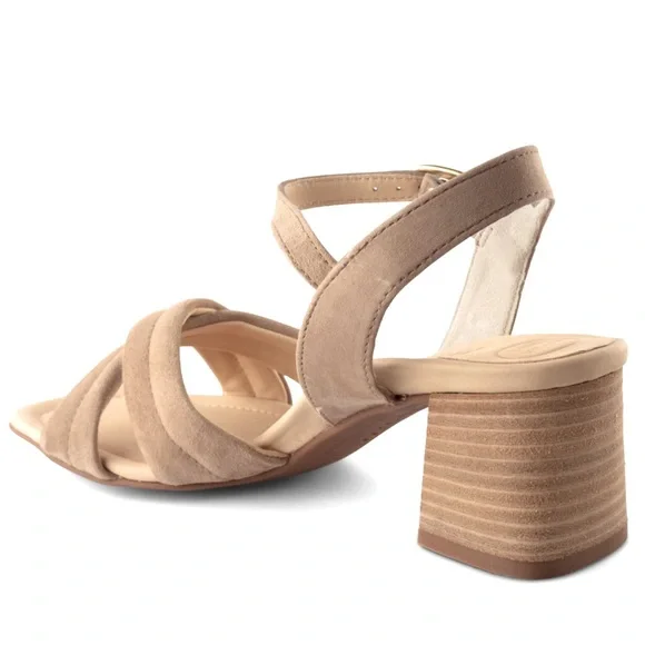 🌹PAUL GREEN🌹Lexi Heel Sandal Camel Tan Suede Block Heel Size: 7